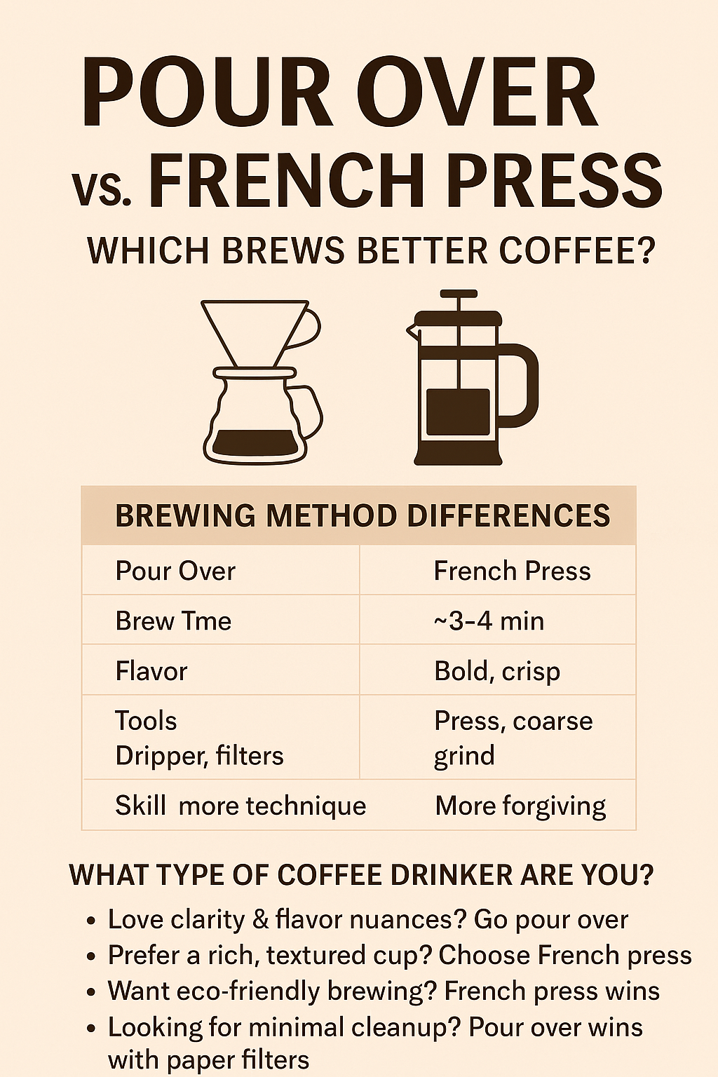 Pour Over vs. French Press – Which Brews Better Coffee? Pour Over vs. French Press – Which Brews Better Coffee?